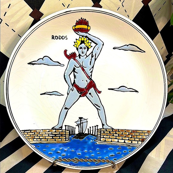 Greek Handmade Decorative Plates – Dakas Rhodes & Manousakis Colossus Set of 2 - Picture 7 of 15